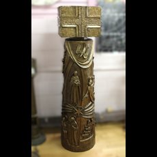62 1/2" Cast Bronze Tabernacle w/ Life of Christ Base SKU C098-065